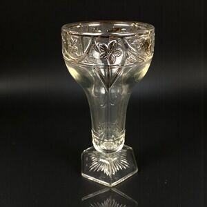 Indiana Glass Silver Anniversary Clear Pressed Vase 1910s Early American Vintage
